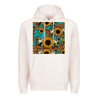 Pale Pink sunflower cowhide mom seamless pattern Premium Hoodie - HRA Design Shop