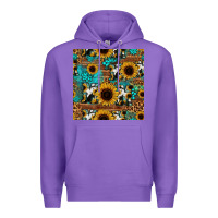 Purple sunflower cowhide mom seamless pattern Premium Hoodie - HRA Design Shop