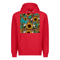 Red sunflower cowhide mom seamless pattern Premium Hoodie - HRA Design Shop