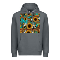 Rock sunflower cowhide mom seamless pattern Premium Hoodie - HRA Design Shop