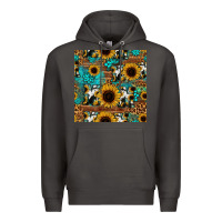Smoke sunflower cowhide mom seamless pattern Premium Hoodie - HRA Design Shop