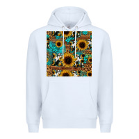 White sunflower cowhide mom seamless pattern Premium Hoodie - HRA Design Shop