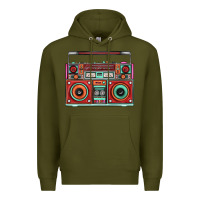 Army Green Boombox Premium Hoodie - FaDigitalArtStudio