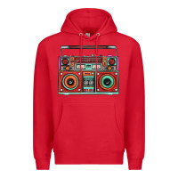Red Boombox Premium Hoodie - FaDigitalArtStudio