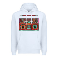 White Boombox Premium Hoodie - FaDigitalArtStudio