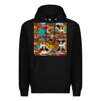 Black western sunflower bucket cow seamless pattern Premium Hoodie - HRA Design Shop