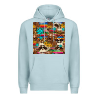 Blue Mist western sunflower bucket cow seamless pattern Premium Hoodie - HRA Design Shop