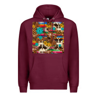 Burgundy western sunflower bucket cow seamless pattern Premium Hoodie - HRA Design Shop