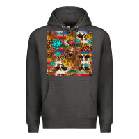 Charcoal Heather western sunflower bucket cow seamless pattern Premium Hoodie - HRA Design Shop