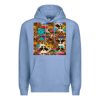Colony Blue western sunflower bucket cow seamless pattern Premium Hoodie - HRA Design Shop