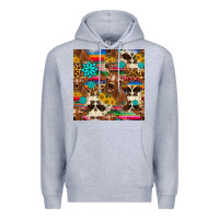 Heather Grey western sunflower bucket cow seamless pattern Premium Hoodie - HRA Design Shop