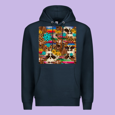 Western Sunflower Bucket Cow Seamless Pattern Premium Hoodie Designed By Hra Design Shop