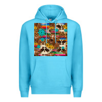 Ocean Blue western sunflower bucket cow seamless pattern Premium Hoodie - HRA Design Shop