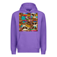 Purple western sunflower bucket cow seamless pattern Premium Hoodie - HRA Design Shop