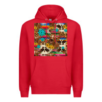 Red western sunflower bucket cow seamless pattern Premium Hoodie - HRA Design Shop