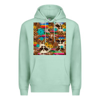 Seafoam western sunflower bucket cow seamless pattern Premium Hoodie - HRA Design Shop