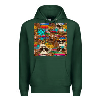 Sports Green western sunflower bucket cow seamless pattern Premium Hoodie - HRA Design Shop