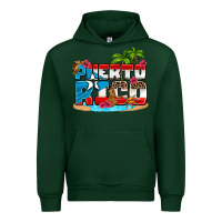 Forest Green puerto rico and flowers with frog Urban Hoodie - AdoDesignShop