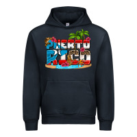 Navy puerto rico and flowers with frog Urban Hoodie - AdoDesignShop