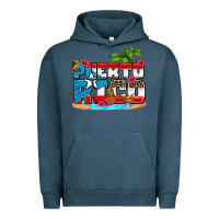 Pigment Midnight Navy puerto rico and flowers with frog Urban Hoodie - AdoDesignShop
