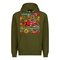 Army Green western farm truck seamless pattern Premium Hoodie - HRA Design Shop
