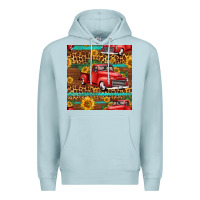 Blue Mist western farm truck seamless pattern Premium Hoodie - HRA Design Shop