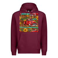 Burgundy western farm truck seamless pattern Premium Hoodie - HRA Design Shop