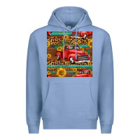 Colony Blue western farm truck seamless pattern Premium Hoodie - HRA Design Shop
