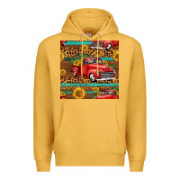 Mustard western farm truck seamless pattern Premium Hoodie - HRA Design Shop
