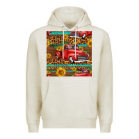 Oatmeal Heather western farm truck seamless pattern Premium Hoodie - HRA Design Shop