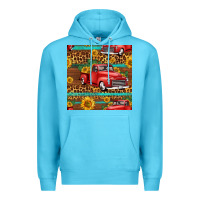 Ocean Blue western farm truck seamless pattern Premium Hoodie - HRA Design Shop