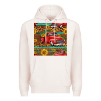 Pale Pink western farm truck seamless pattern Premium Hoodie - HRA Design Shop