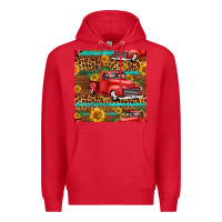 Red western farm truck seamless pattern Premium Hoodie - HRA Design Shop