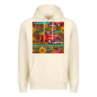 Sandshell western farm truck seamless pattern Premium Hoodie - HRA Design Shop
