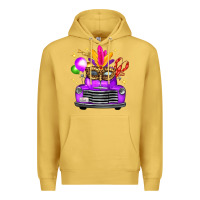 Antique Gold mardi gras truck leopard mask Premium Hoodie - FaDigitalArtStudio