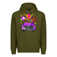 Army Green mardi gras truck leopard mask Premium Hoodie - FaDigitalArtStudio
