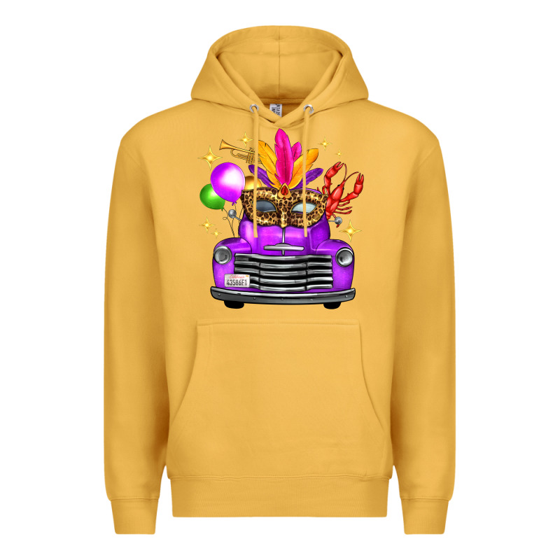 Mardi Gras Truck Leopard Mask Premium Hoodie by FaDigitalArtStudio | Teevron