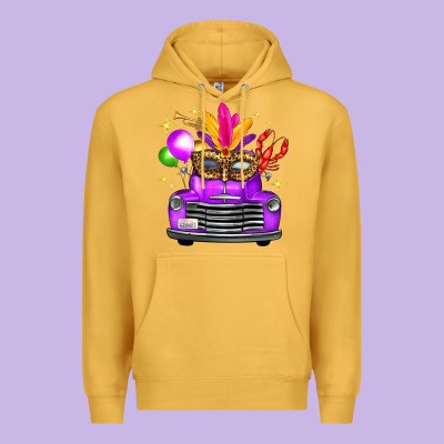 Mardi Gras Truck Leopard Mask Premium Hoodie Designed By Fadigitalartstudio
