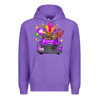 Purple mardi gras truck leopard mask Premium Hoodie - FaDigitalArtStudio