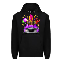 Black mardi gras truck leopard mask Premium Hoodie - FaDigitalArtStudio