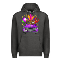 Charcoal Heather mardi gras truck leopard mask Premium Hoodie - FaDigitalArtStudio