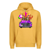 Mustard mardi gras truck leopard mask Premium Hoodie - FaDigitalArtStudio