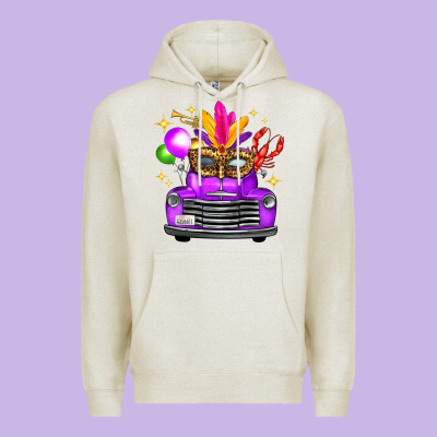 Mardi Gras Truck Leopard Mask Premium Hoodie Designed By Fadigitalartstudio