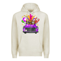 Oatmeal Heather mardi gras truck leopard mask Premium Hoodie - FaDigitalArtStudio