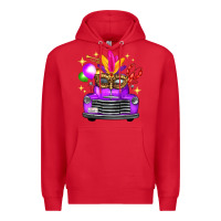 Red mardi gras truck leopard mask Premium Hoodie - FaDigitalArtStudio