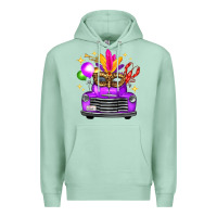 Seafoam mardi gras truck leopard mask Premium Hoodie - FaDigitalArtStudio