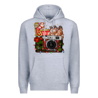 Heather Grey Christmas Santa Vintage Camera Premium Hoodie - FaDigitalArtStudio