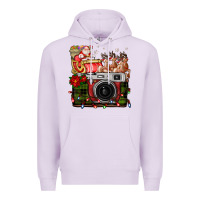 Lilac Christmas Santa Vintage Camera Premium Hoodie - FaDigitalArtStudio
