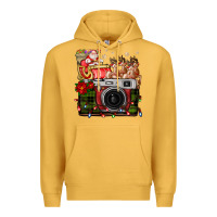 Mustard Christmas Santa Vintage Camera Premium Hoodie - FaDigitalArtStudio