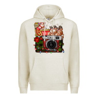 Oatmeal Heather Christmas Santa Vintage Camera Premium Hoodie - FaDigitalArtStudio